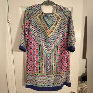 Pink owl patterned dress with silver accent back zipper